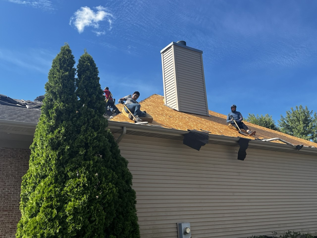 Soffit and fascia along a roofline on an Illinois home